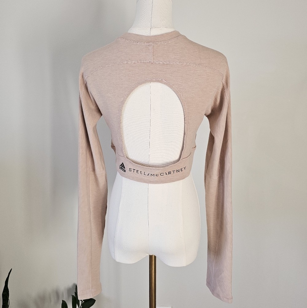 Adidas by Stella McCartney M Women's Light Pink Long Sleeve Crop Top - Picture 3 of 5